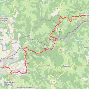 La Via Arverna (Camps-Saint-Mathurin - Bretenoux) GPS track, route, trail