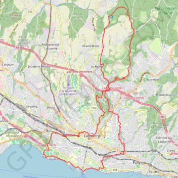 Urban Trail Lausanne 2024 31 km GPS track, route, trail