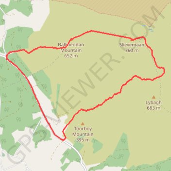 Ballineddan Mountain and Slievemaan Loop GPS track, route, trail