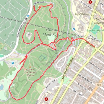 Hike up to the peak of Mont Royal GPS track, route, trail
