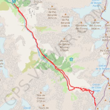 Ailefroide Occidentale, Glacier long (Ecrins) GPS track, route, trail
