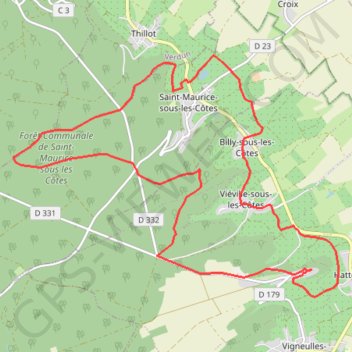 Les côtes de Meuse GPS track, route, trail