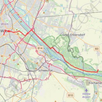 Vienna to Budapest - Matthieu Packing Bike Tour - Day 1 GPS track, route, trail