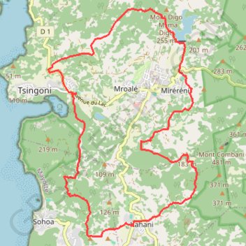 Boucle rouge Tsingoni-15926819 GPS track, route, trail