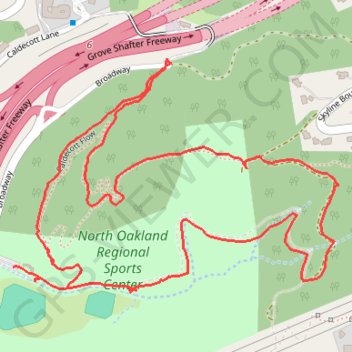 North Oakland sports center hike GPS track, route, trail