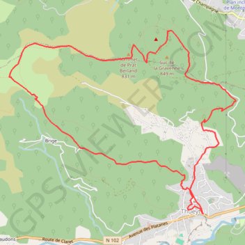 Thueyts le serre de Berland GPS track, route, trail